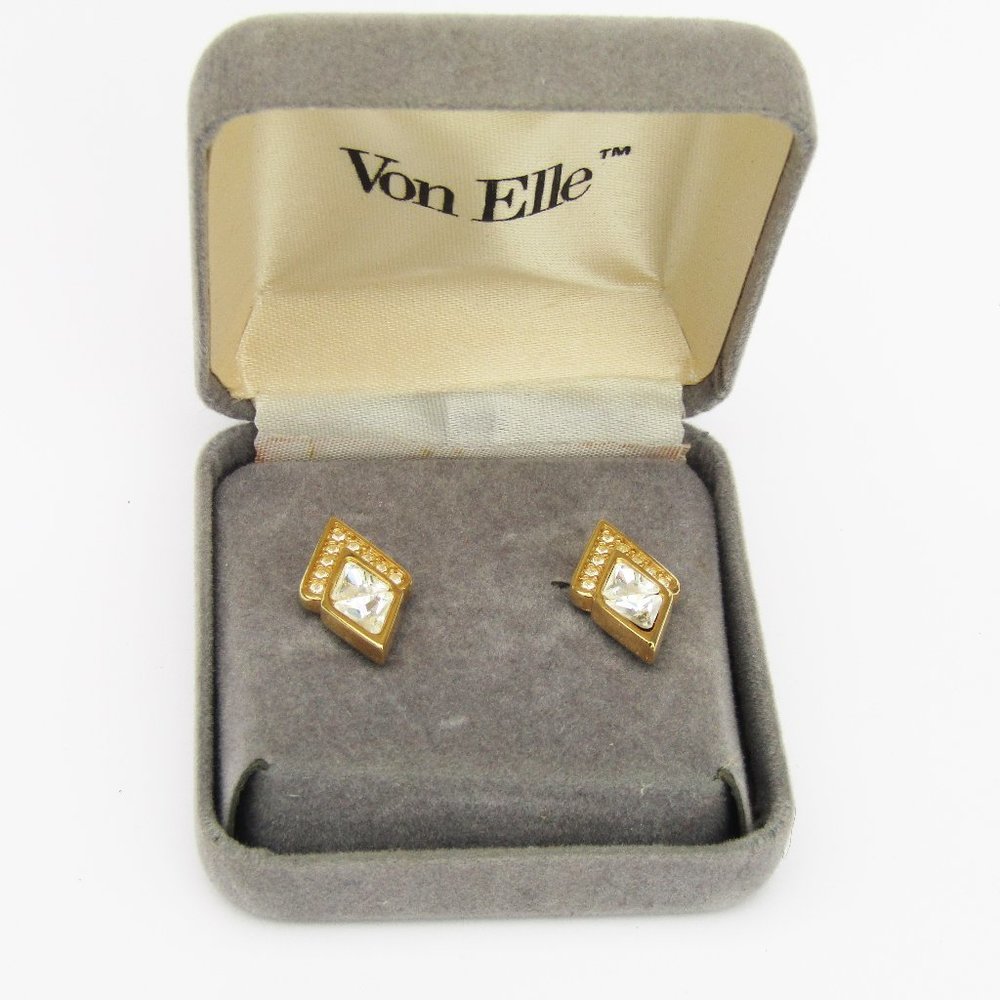 Vintage Swarovski Clip-on Earrings Geometric S.A.L.